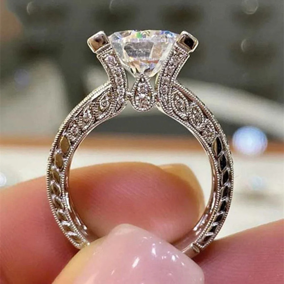 🎀Fashion Party Glitter Zircon Chunky Carved Cubic Rings for Women, MARR9… - Picture 1 of 5